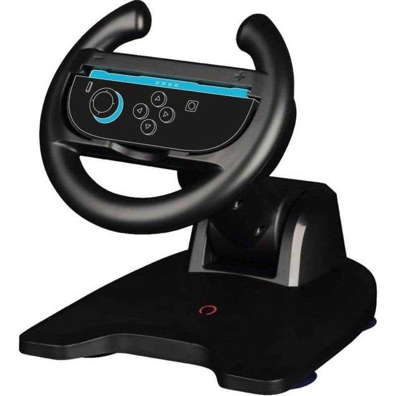 Volante Plegable Konix para Nintendo Switch Joy-Con con Ventosa y Empuñaduras Negro