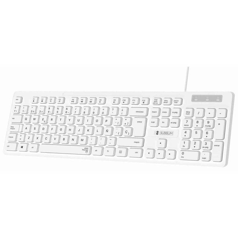 Subblim Business Slim Silencioso Teclado USB Blanco