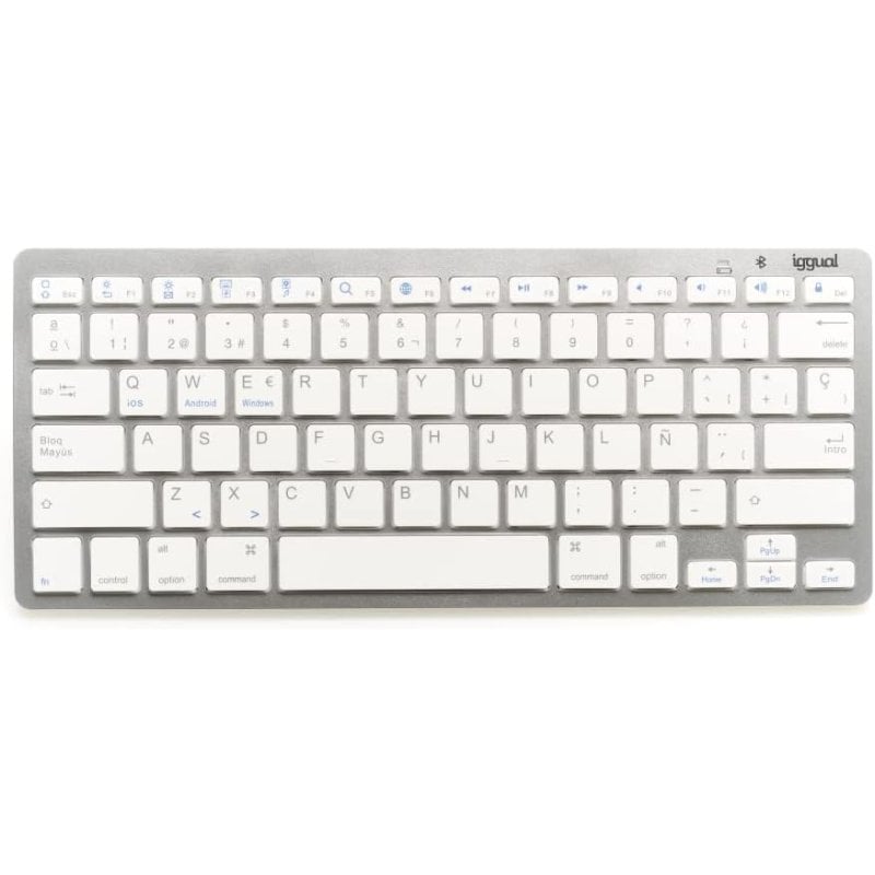 Teclado iggual TKL-BT mini inalámbrico Bluetooth compacto plata español