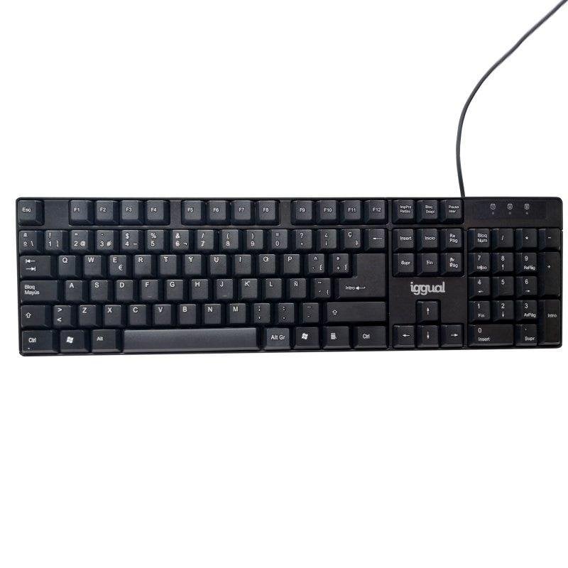 IGGUAL IGG317501 Wired USB Membrane QWERTY Keyboard Black for Office
