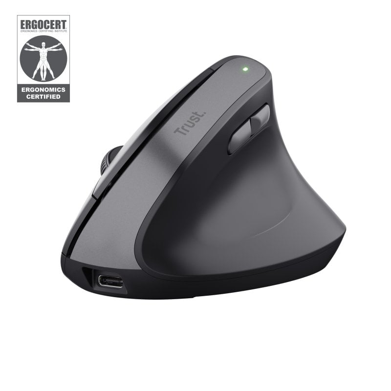 Trust Bayo II Ratón Vertical Inalámbrico Óptico para Mano Derecha 2400 DPI Negro