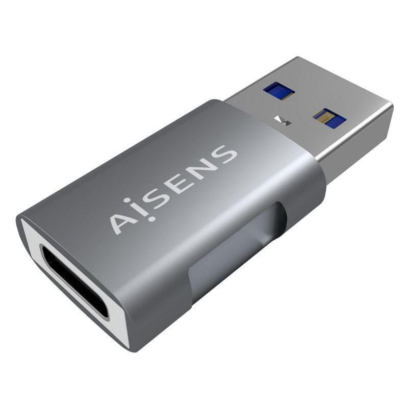 Aisens Mini Adaptador USB 3.2 Gen2 a USB -C Macho/Hembre Gris