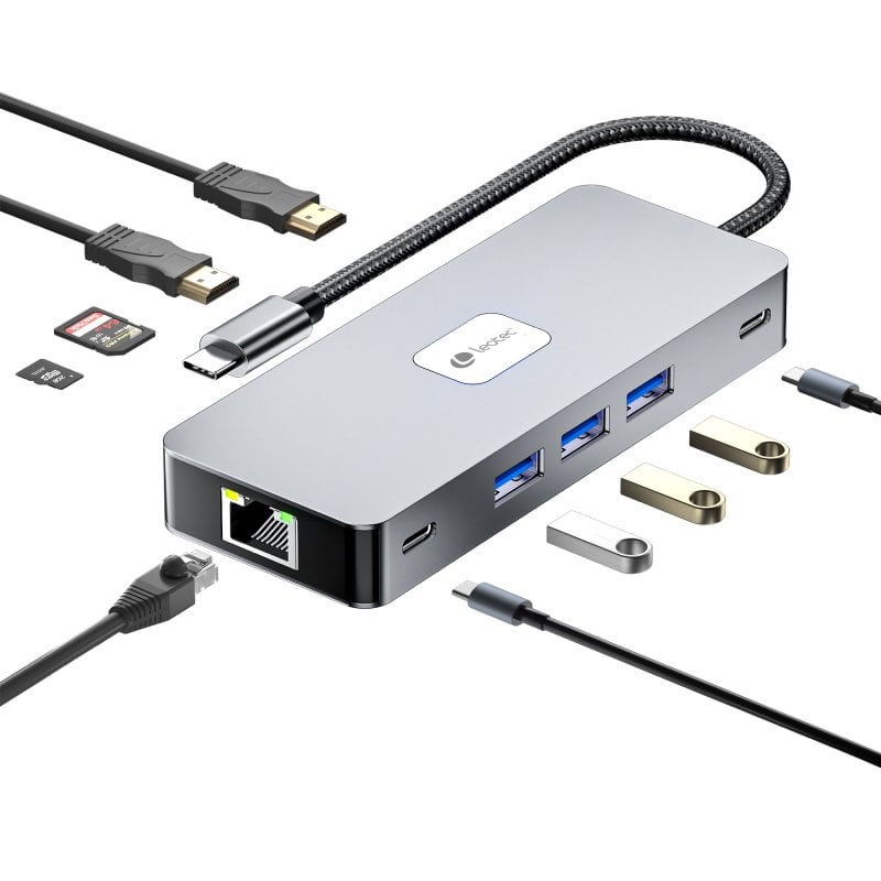 Leotec LEDS02 10-in-1 Docking Station USB-C PD 100W / HDMI 4K / USB 3.0 / RJ45 / MicroSD
