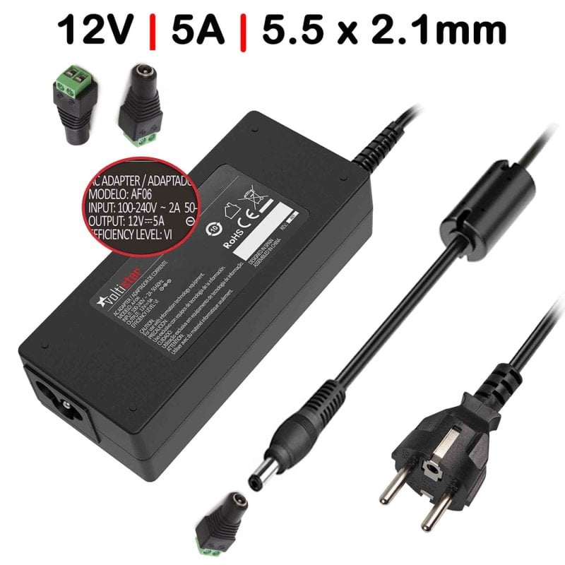 Adaptador de alimentação para monitor TFT 12V 5A 60W com conector adequado a fitas LED