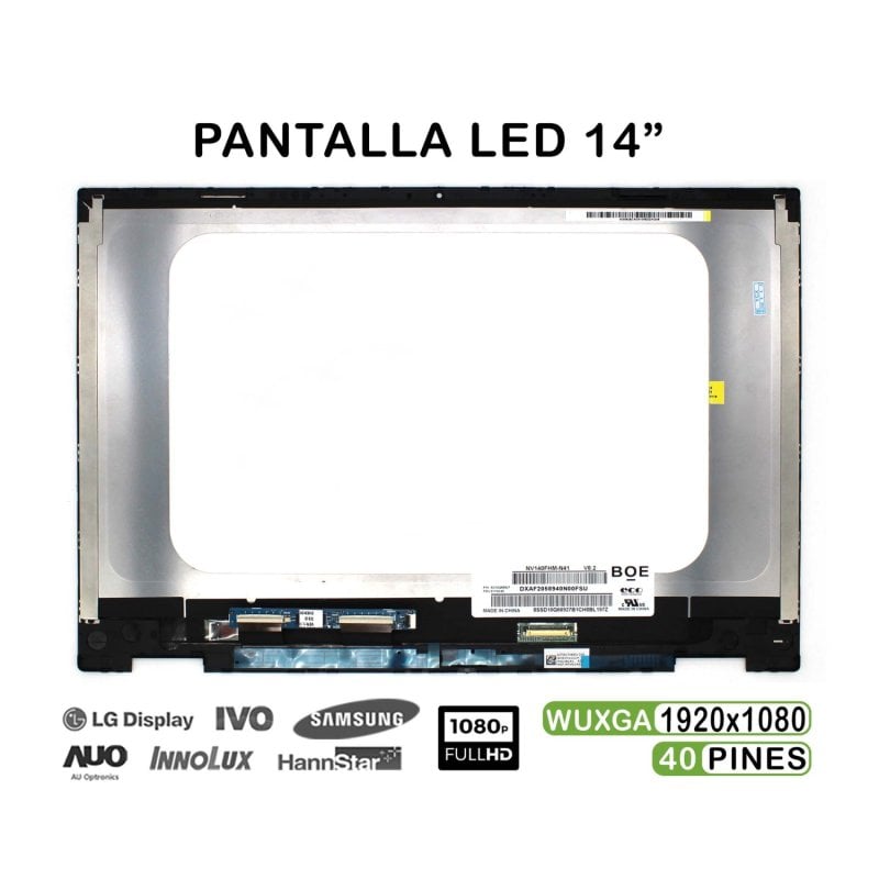 Complete 14-inch LED touchscreen with frame for HP Pavilion x360 14-DW / 14-DWXXX series laptops