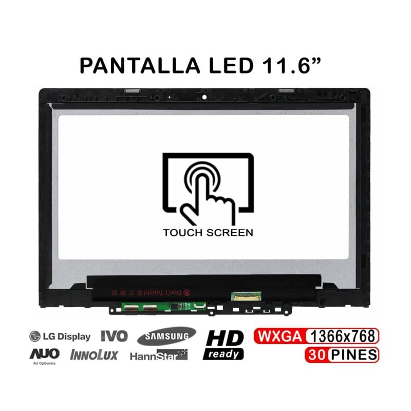11.6-inch LED touchscreen with frame for Lenovo Chromebook 300e 2nd Gen 81QC MTK laptops, without G-sensor