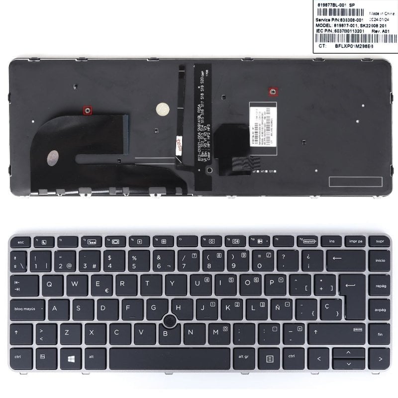 Silberne Tastatur mit Hintergrundbeleuchtung für HP 840 G3, 745 G3, 848 G3, 840 G4, 745 G4, ZBook, 12-0155C-DZ01-K19 Notebooks