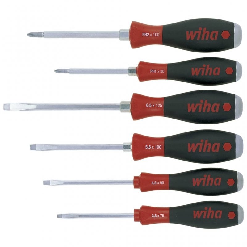 Wiha SoftFinish/Phillips Conjunto de chaves com haste hexagonal, 6 peças