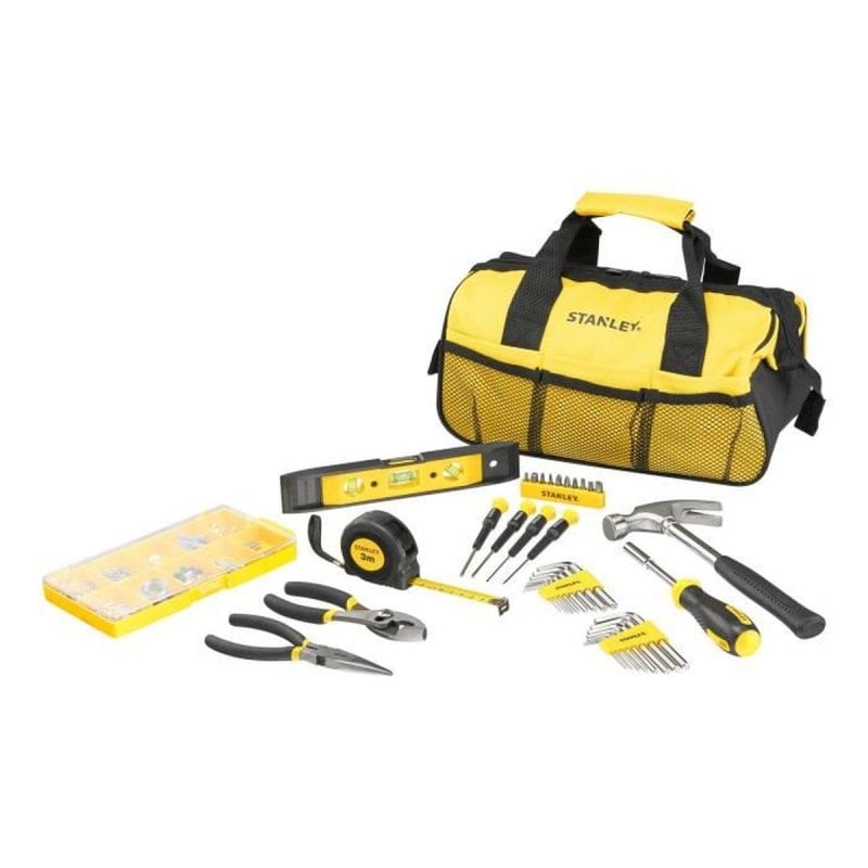 Stanley STMT0-74101 kit de 38 ferramentas metálicas com bolsa flexível: fita métrica 3 m, martelo 369 g, alicates, chaves de fendas e 11 bits, nível torpedo, 16 chaves hexagonais