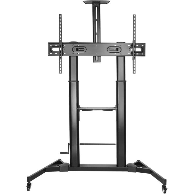 Support au sol Aisens ECO avec roulettes et manivelle, supports DVD/caméra pour moniteur/TV 60–100", 100Kg, noir
