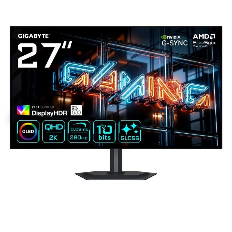Monitor GIGABYTE MO27Q28GR 27" QHD 280Hz OLED HDR True Black Altura Ajustable