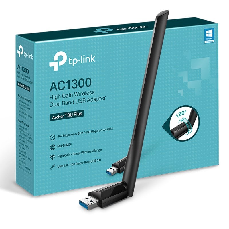 TP-Link Archer T3U Plus Adaptador USB Inalámbrico Banda Dual AC1300 Alta Ganancia