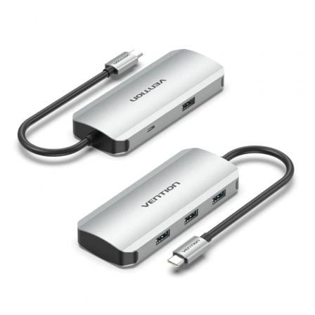 Vention TNAHB USB-C-PD-Hub aus Aluminium mit 5 Ports, 5000Mbit/s, 4xUSB 3.2 Gen 1 + MicroUSB
