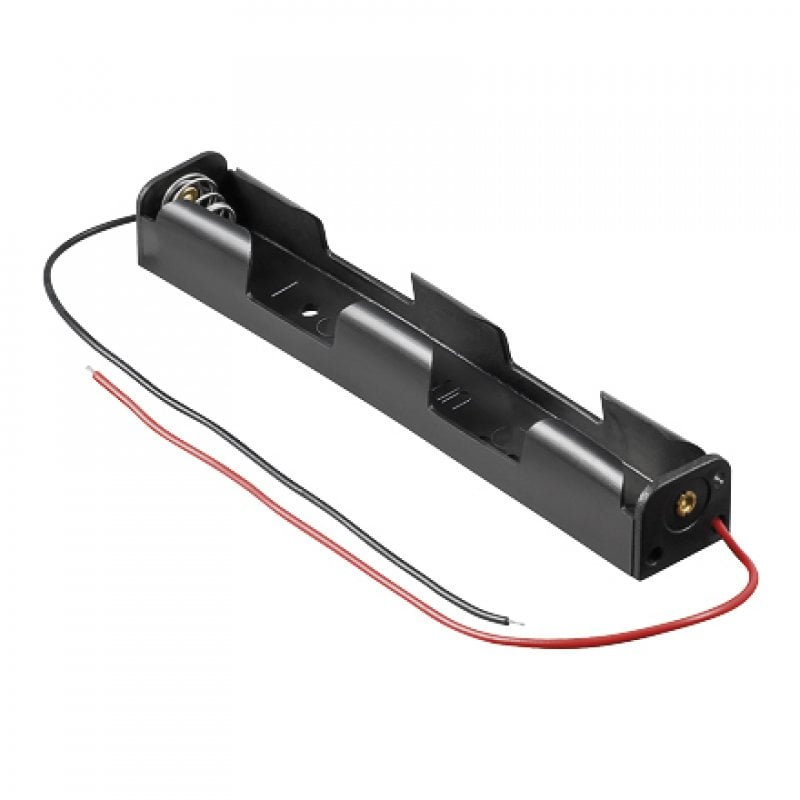 Goobay Flat Battery Holder for 2 LR6 AA Batteries Black