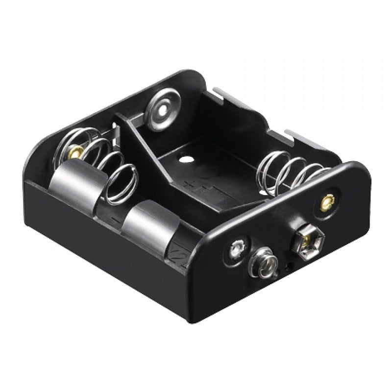 Goobay suporte preto para 2 pilhas FR14/HR14/LR14