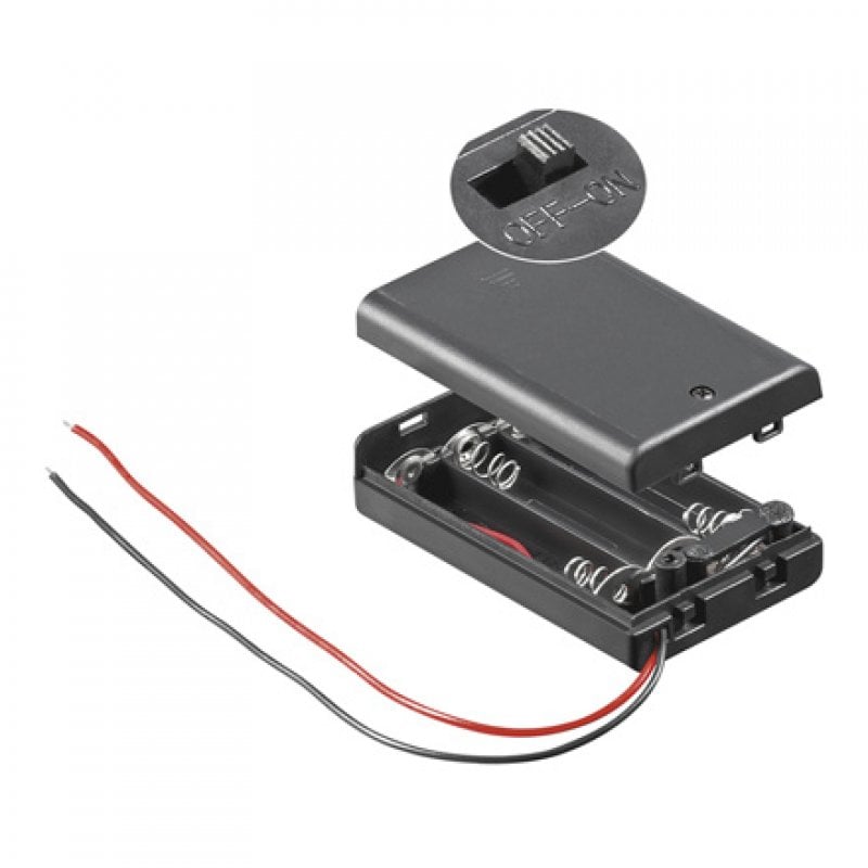 Goobay switched battery holder for 3 LR3 AAA batteries, black