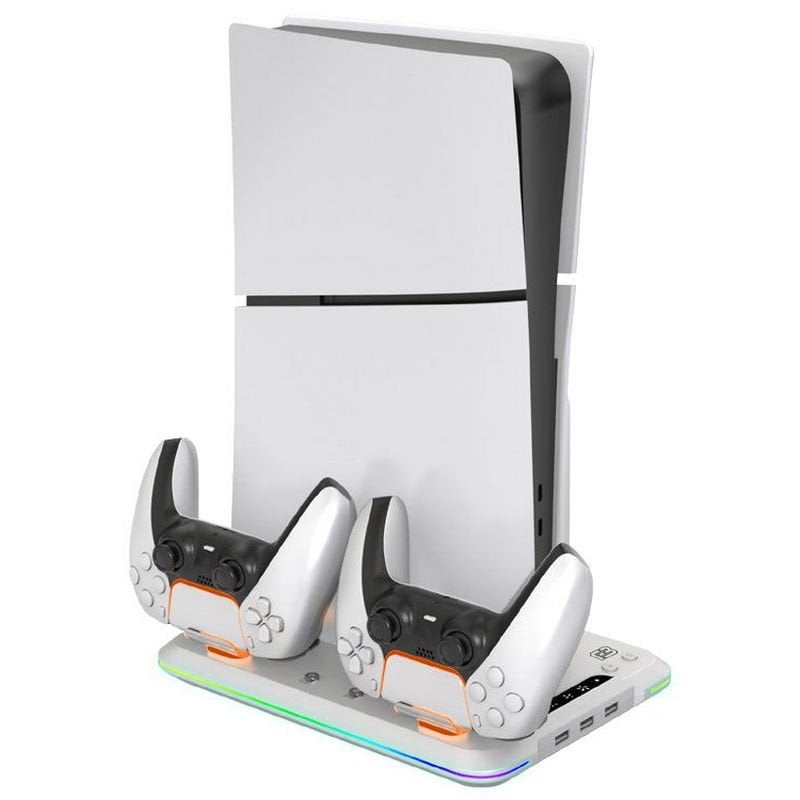 Blackfire Multifunction RGB LED Stand with Cooling and 2 DualSense Charging Mounts for PS5 Slim