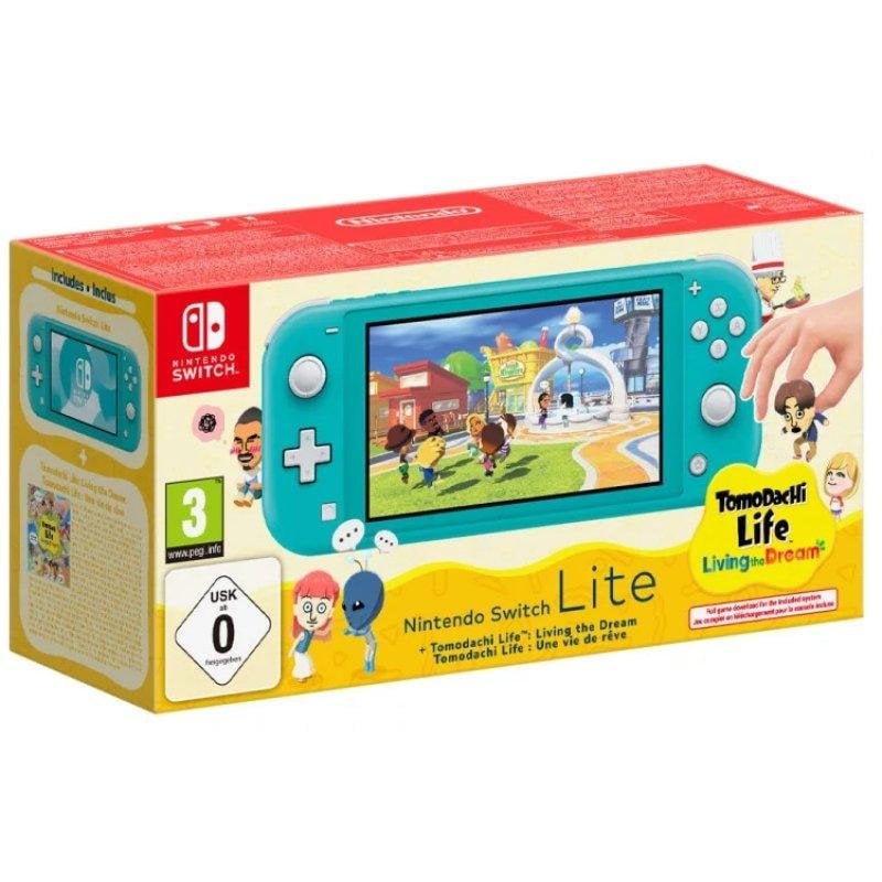 Nintendo Switch Lite Handheld 32 GB Turquoise + Tomodachi Life + 30 Days NSO