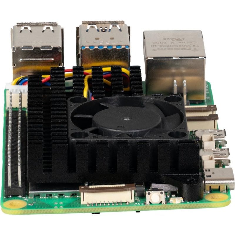 Dissipador térmico Joy-IT para Raspberry Pi 5 com ventoinha e alumínio preto