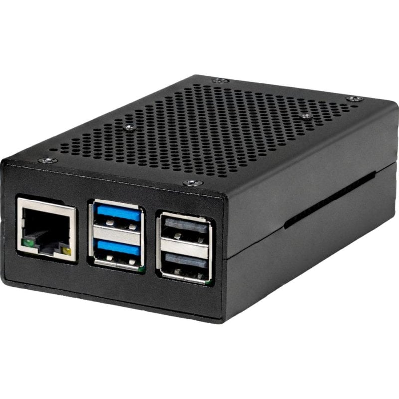 Joy-iT RB-ALUCASEP5-01B Case for Raspberry Pi 5, Black Aluminium with SD Slot