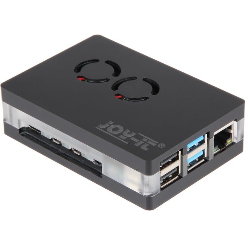 Joy-It Case in acrilico nero con doppia ventola per Raspberry Pi 4B