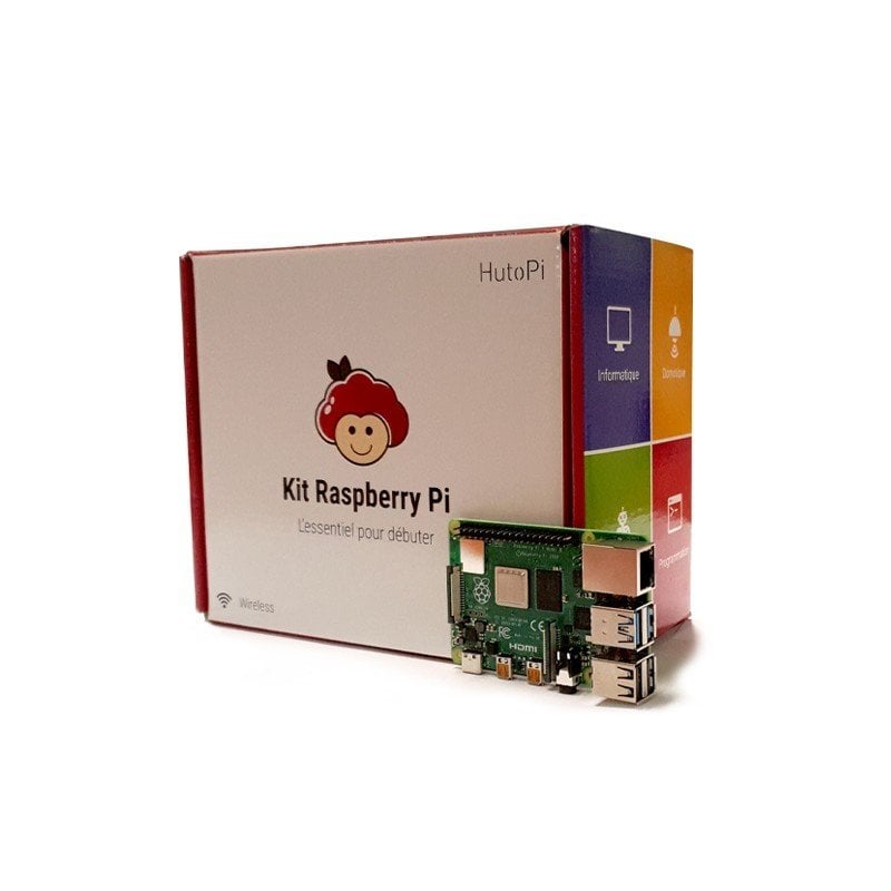 HutoPi Kit Raspberry Pi 4 Model B 4GB + Cartão MicroSD 32GB + Caixa + Carregador