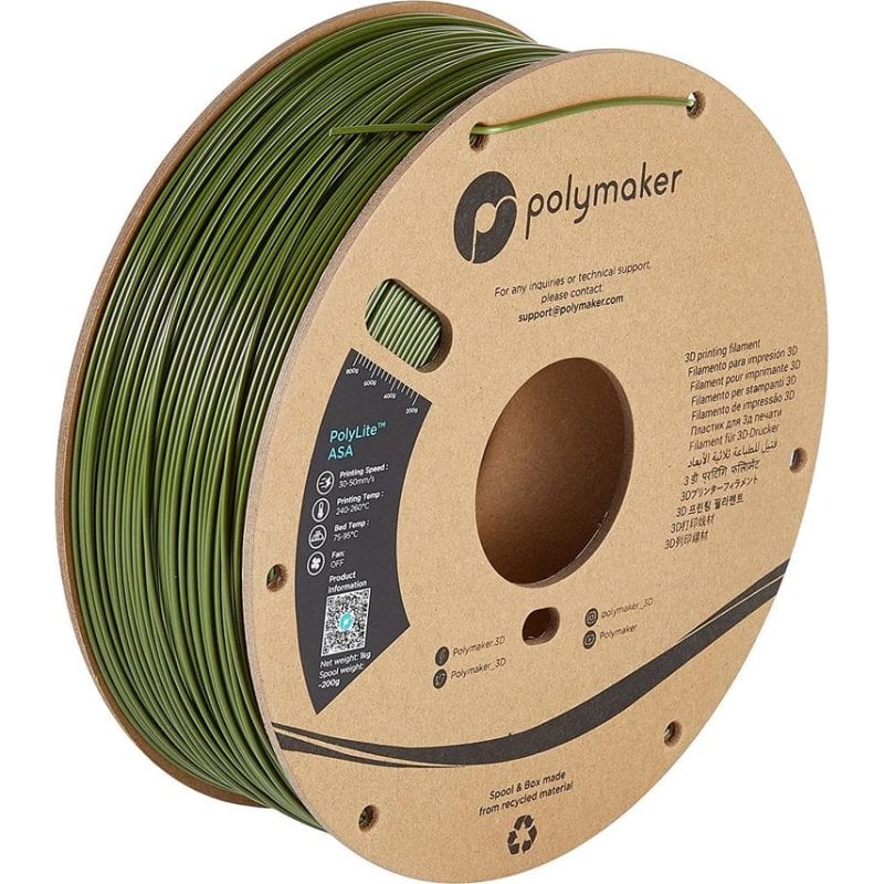 Filamento ASA Polymaker PF01009 verde 1,75 mm 1 kg de alta resistência