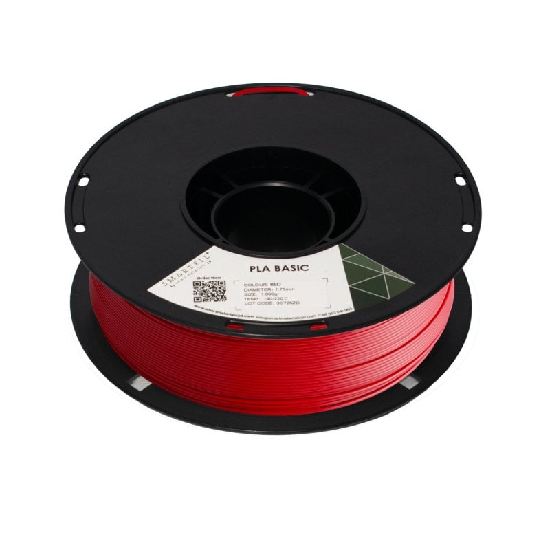 Smartfil PLA Basic | Filament pour impression 3D | Acide polylactique | Très facile à imprimer | Poids : 1000g | Couleur : rouge | Diamètre : 1.75 mm