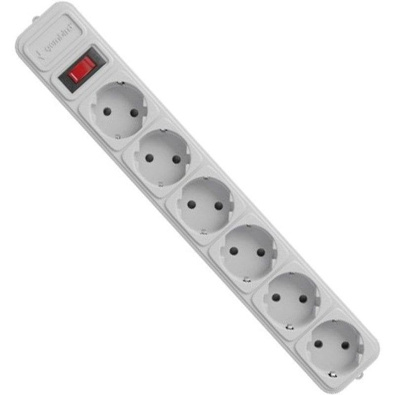 Gembird SPG6-B-6C Regleta Protectora de Sobretensión 6 Tomas Schuko con Interruptor 1.8m Blanca
