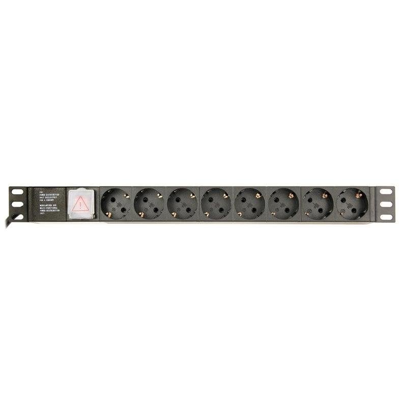 PDU Gembird EG-PDU-014-C14 1U Aluminio Negro 8 salidas AC C14 3m 16A