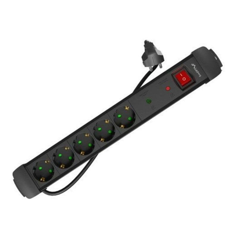 Lanberg SP1-05F-0500-BK Power Strip with 5 Sockets, Protection and 5 m Cable