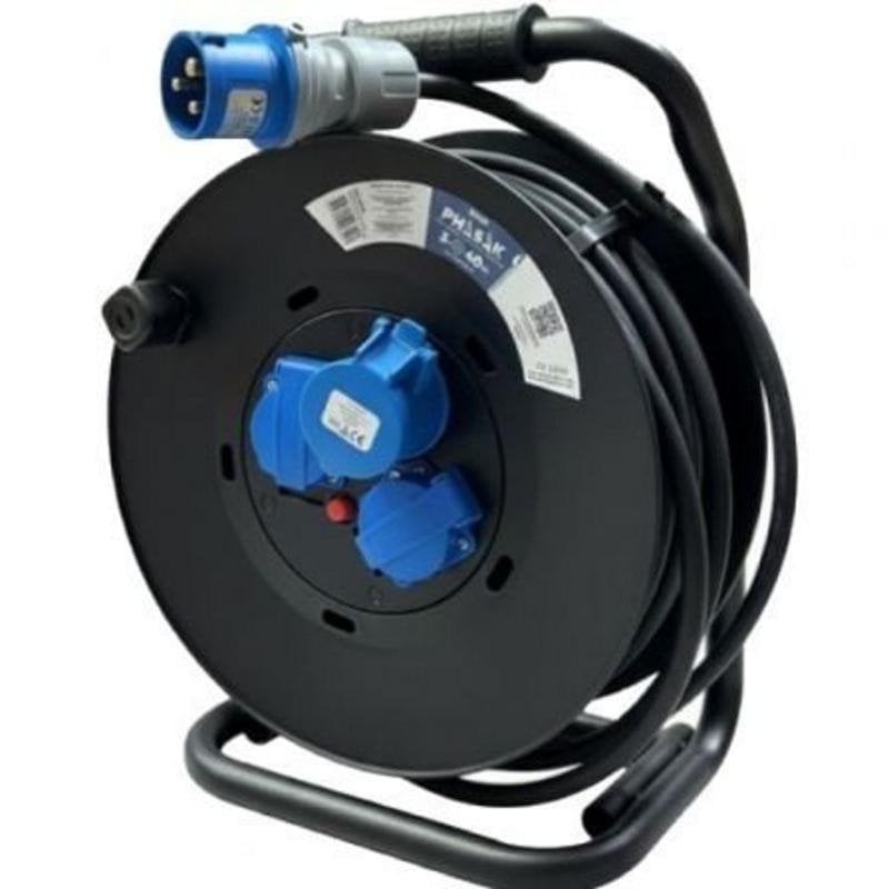 Phasak BN 3478 Power Strip with 3 Outlets, Protection and 40 m Cable Reel