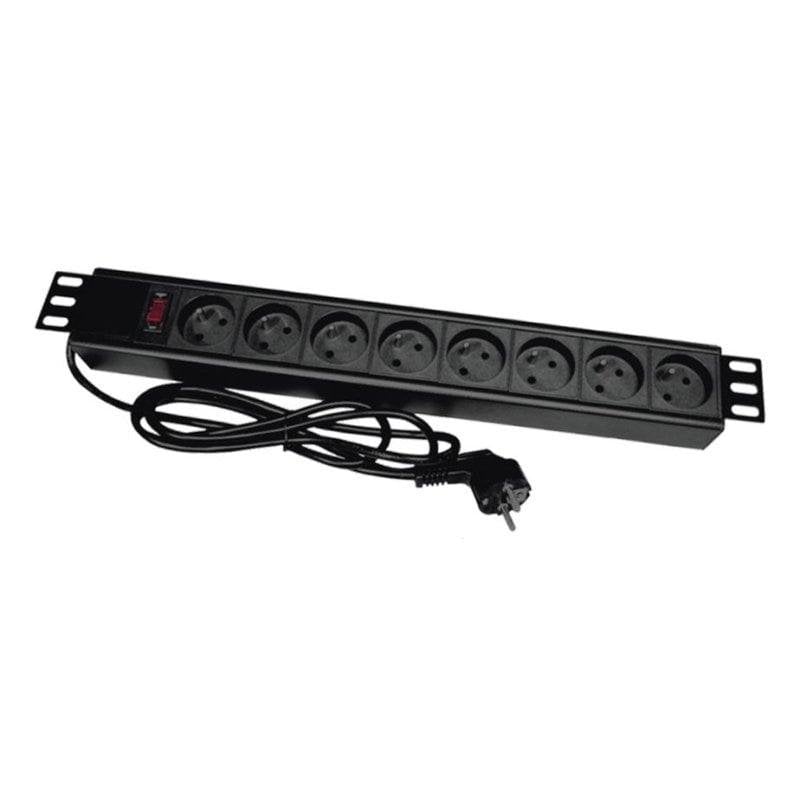 Alantec PZ081U3M Power Strip with 8 AC Outlets, 3 m Cable, ABS, Black
