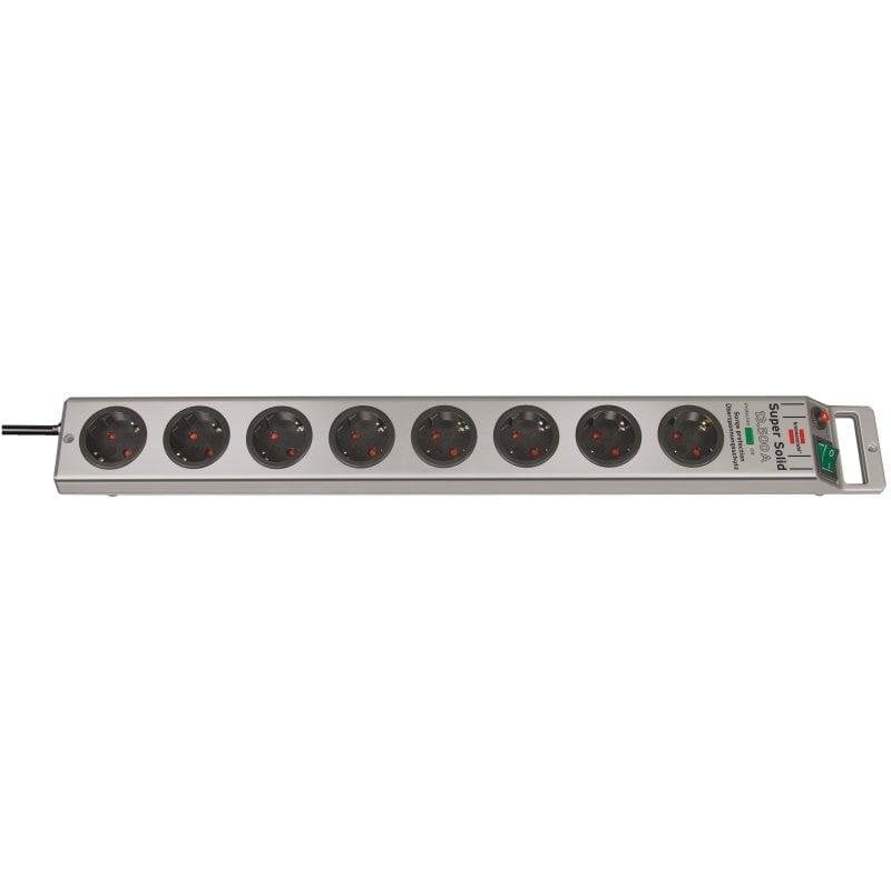 Brennenstuhl Super-Solid Regleta de 8 Enchufes con Protección contra Sobretensiones 2.5m Plata