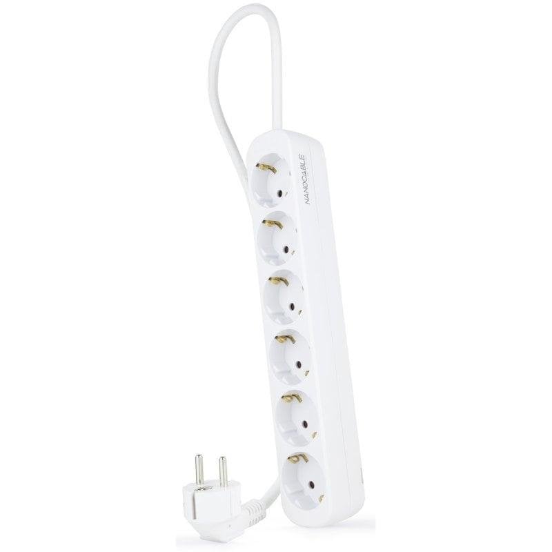 Nanocable Regleta de Enchufes con 6 Tomas Tipo F 1.4m Blanco