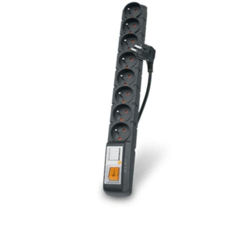 Multipresa ACAR S8 PRO 8 prese tipo E nera con interruttore e indicatore