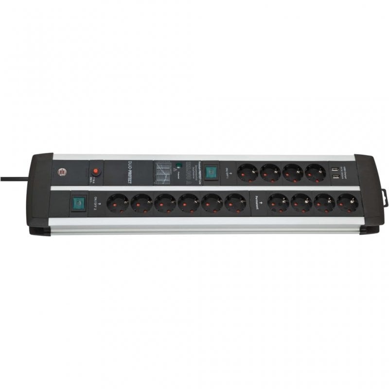 Brennenstuhl Premium-Protect-Line Power Strip with USB and 14 Outlets 3m Silver/Black