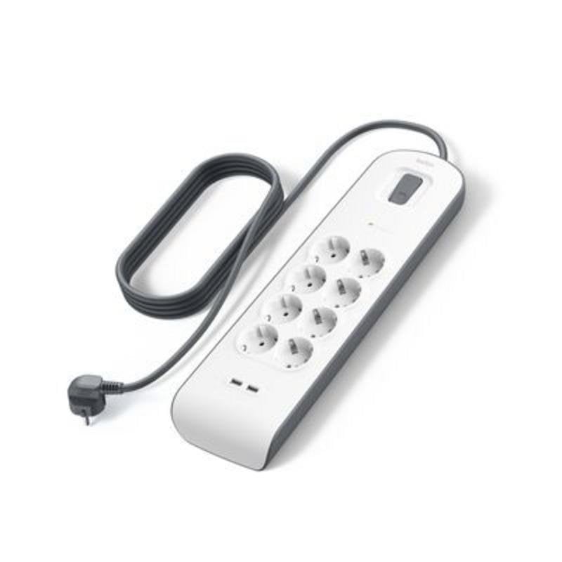 Belkin BSV804VF2M-V2 Power Strip with 8 Protected Sockets and 2 USB-A Ports, 2.4 A