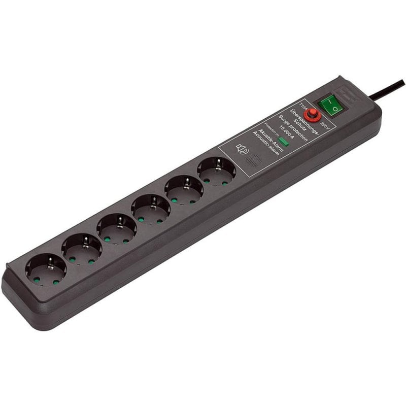 Regleta Brennenstuhl Secure-Tec 6 Tomas con Protección 15.000 A 3500 W 3 m