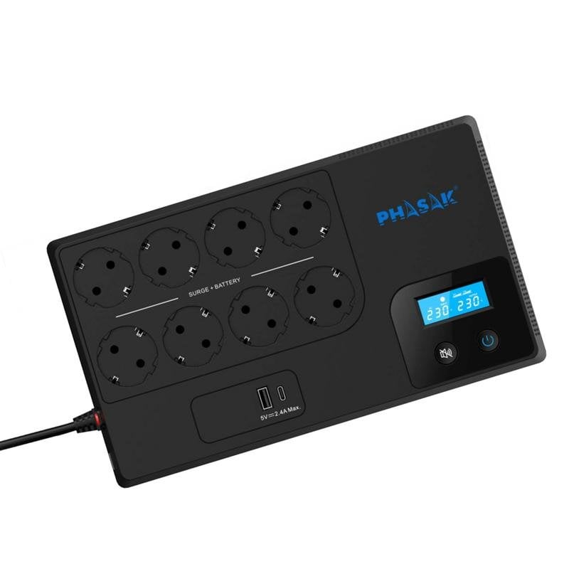 Sai Phasak 1050 VA Batería Plomo-Calcio 15 Minutos USB-A y USB-C