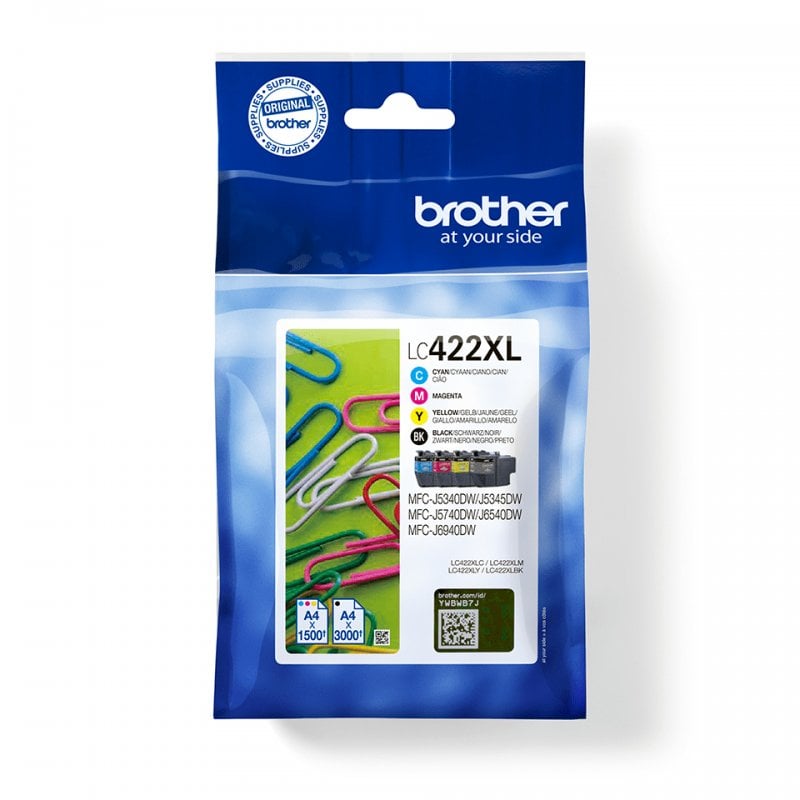 Multipack di cartucce d'inchiostro originali Brother LC422XLVAL nero/ciano/magenta/giallo