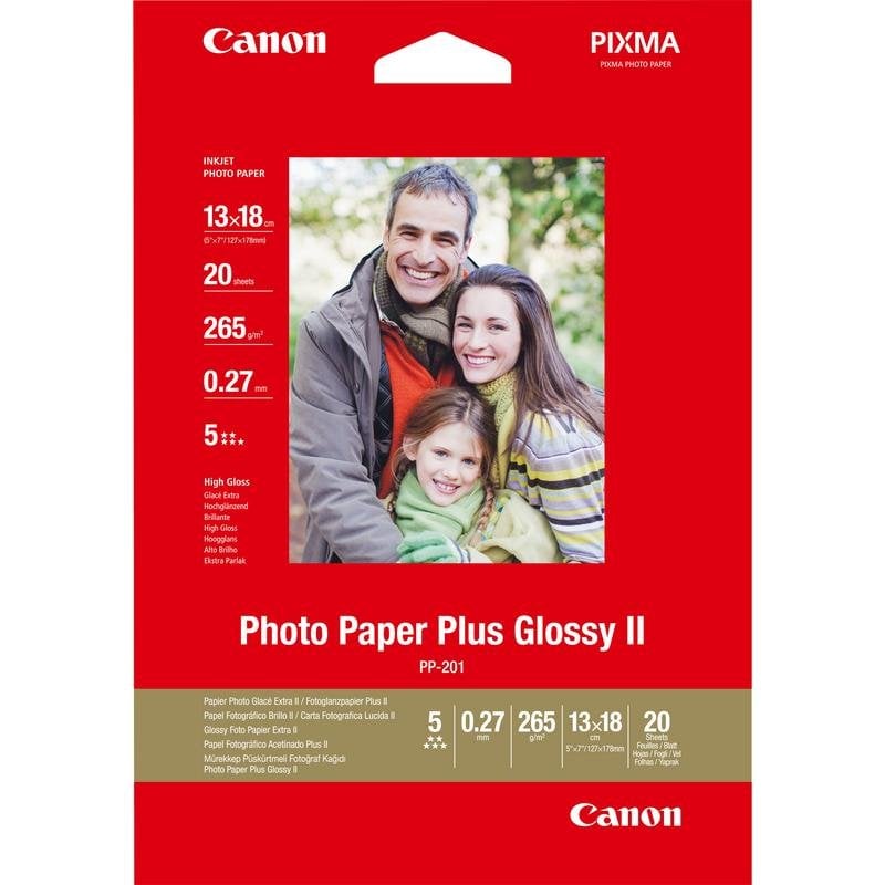 Canon PP-201 Fotopapier, 5 x 7 Zoll, hochglänzend, 260 g/m², 20 Blatt