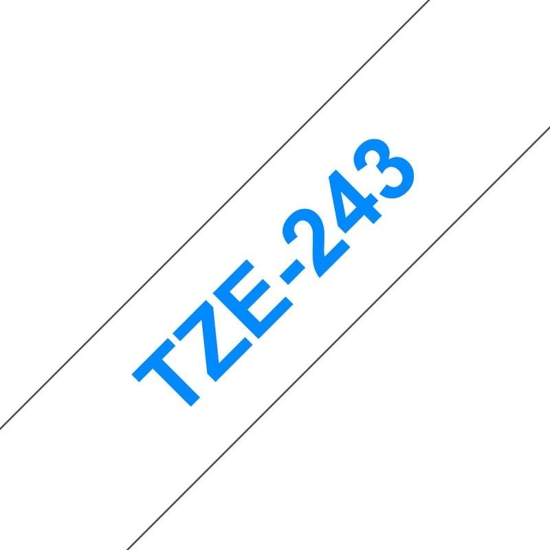 Brother TZe-243 Blue on White 18 mm x 8 m Laminated Label Maker Tape