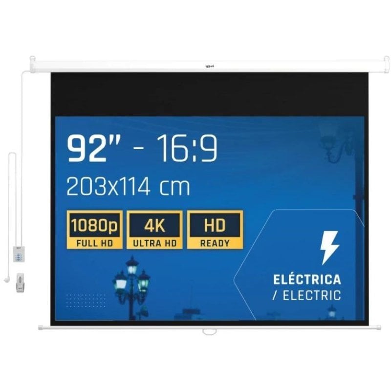 iggual elektrische Breitbild-Projektionsleinwand 16:9 92" 203x114cm mit Fernbedienung