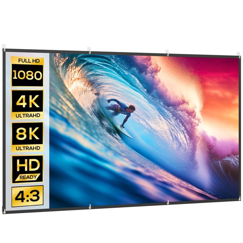 Homcom Pantalla De Proyector Manual 120 Pulgadas Formato 16:9 Blanco