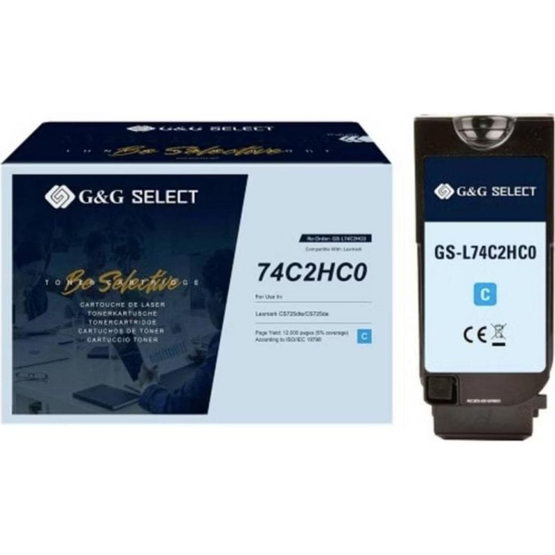 Tóner compatible G&G para Lexmark CS725de Cyan 12.000 páginas
