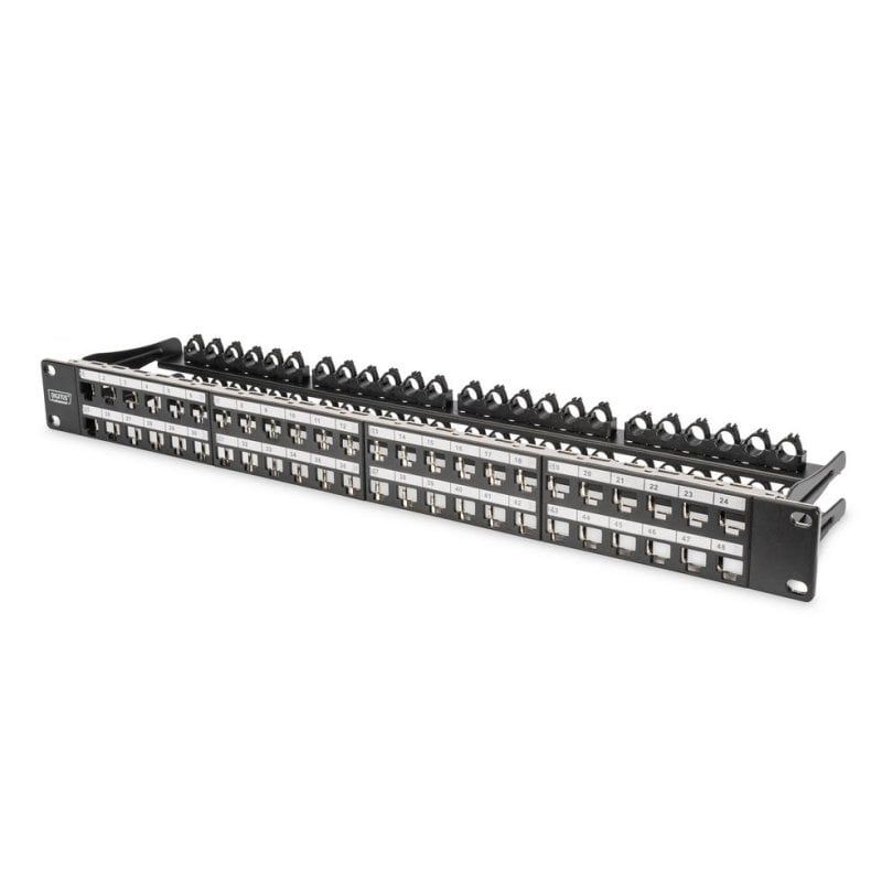 Panel de parcheo modular Digitus 48 puertos Cat6a 1U
