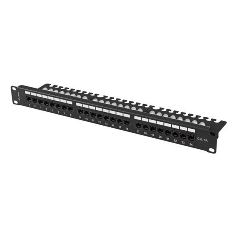 Lanberg PPUA-1124-B Cat6a 24-port 1U black steel patch panel