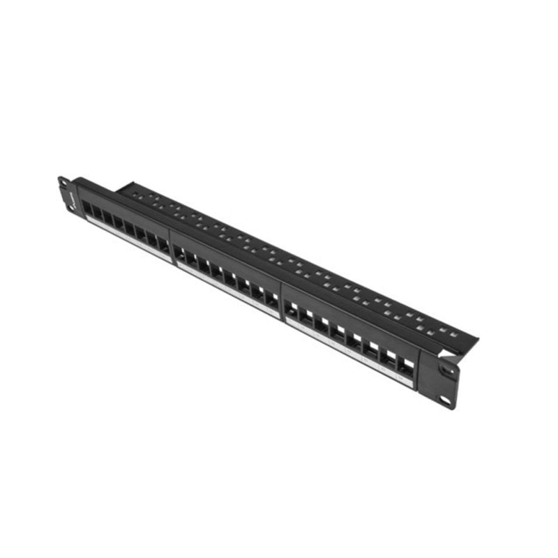 Patch Panel Lanberg PPKS-1024-B para módulos Keystone RJ-45 24 Puertos 1U Montaje en Bastidor Metal Negro