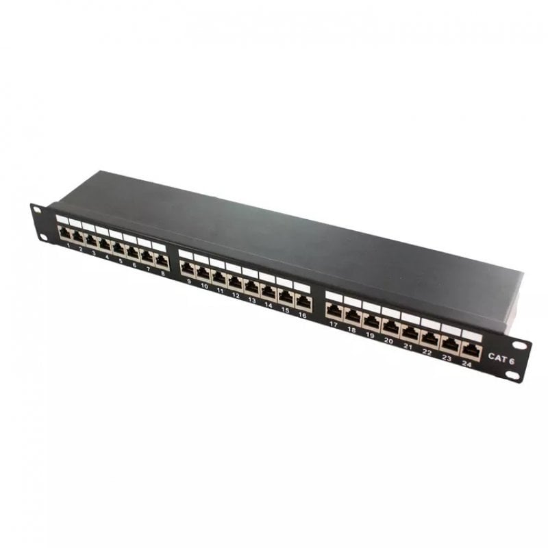 Kimex Patchpanel für 19"-Racks, 24 RJ45-Ports, Cat.6, 1U